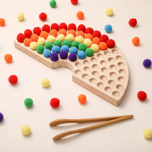 Montessori Wooden Rainbow Color Sorting Puzzle