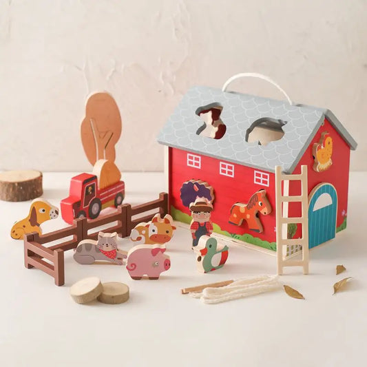 Montessori Wooden Barn Puzzle Toys