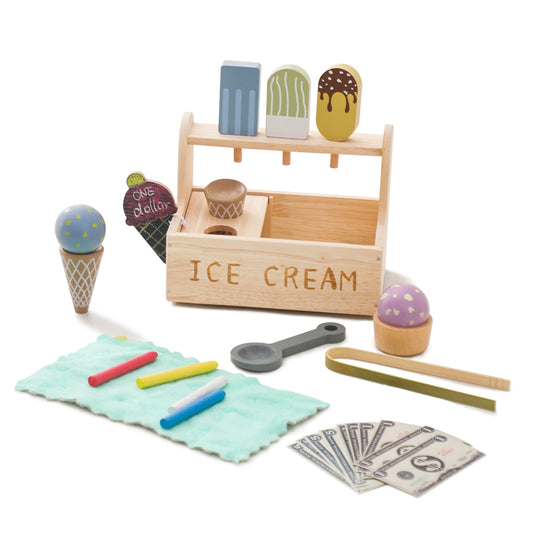 Wooden Ice Cream Toy Set Preschool Pretend Play