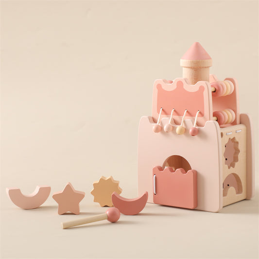 5 In 1 Wooden Pink Castle Montessori Toy