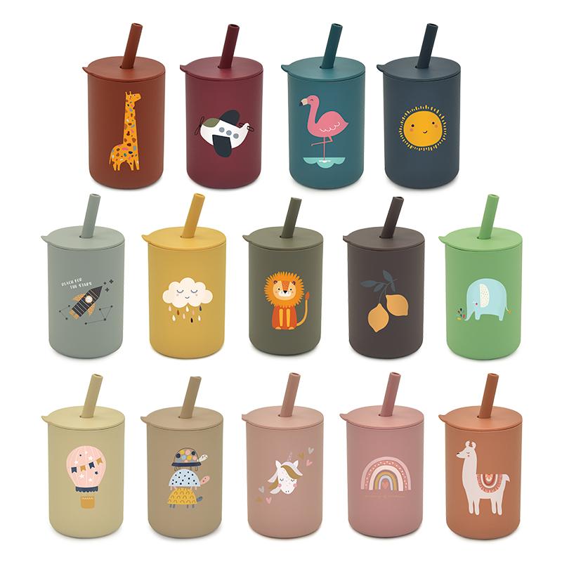 Silicone Printed Straw Cups
