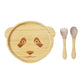 Bamboo Suction Shapes Plates with Spoon and Fork