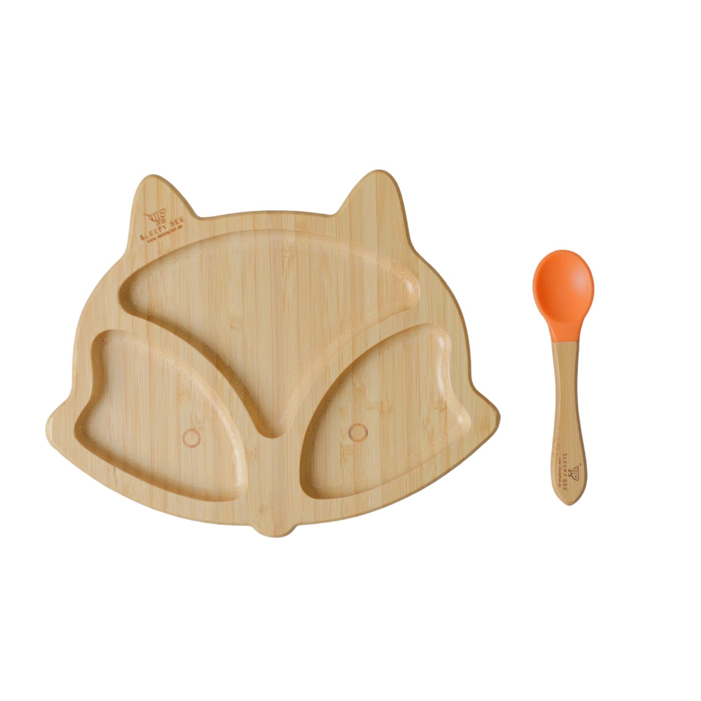 Bamboo Suction Animal Plates with Spoon