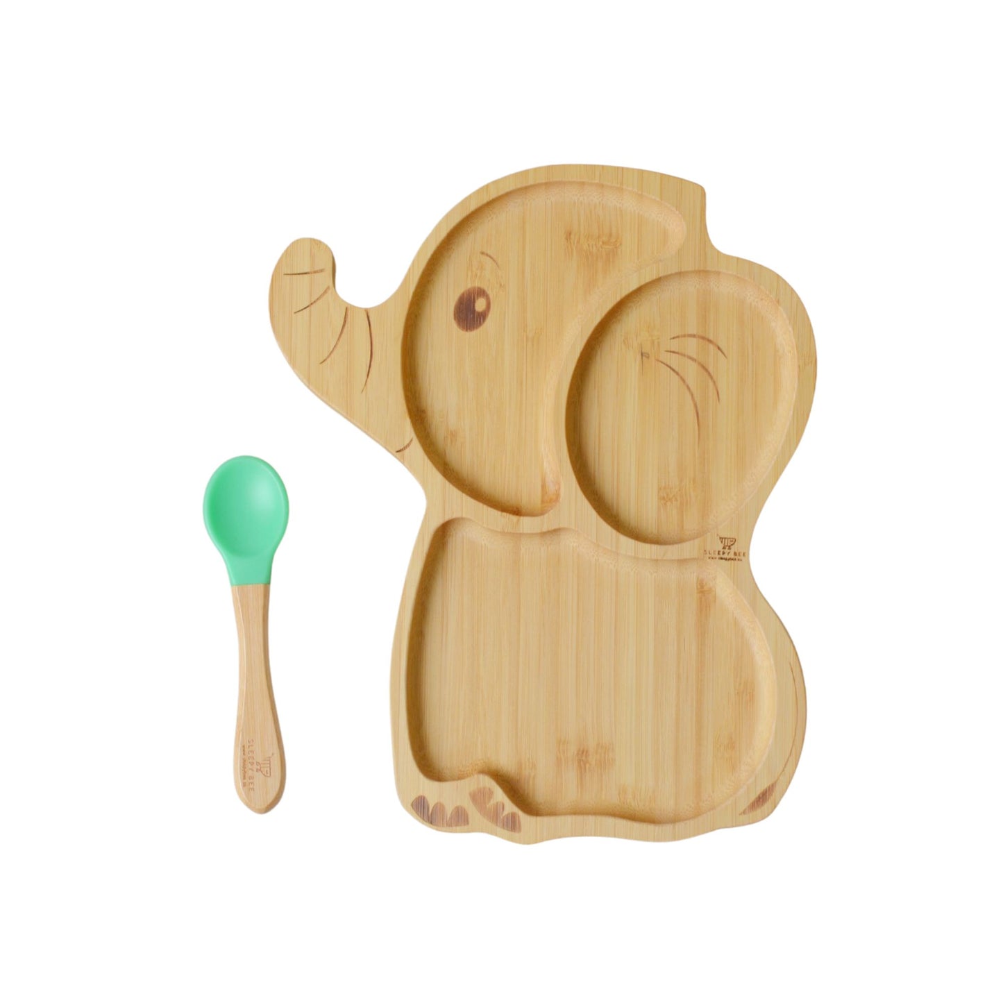 Bamboo Suction Animal Plates with Spoon