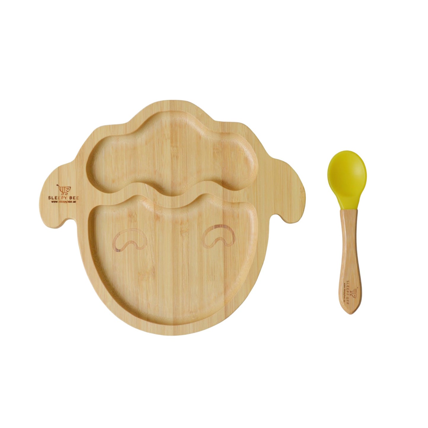 Bamboo Suction Animal Plates with Spoon