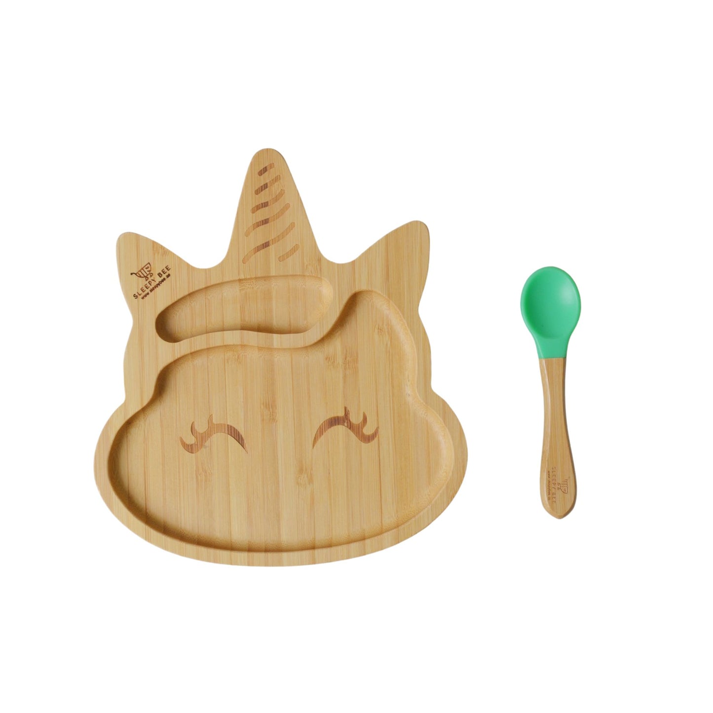 Bamboo Suction Animal Plates with Spoon