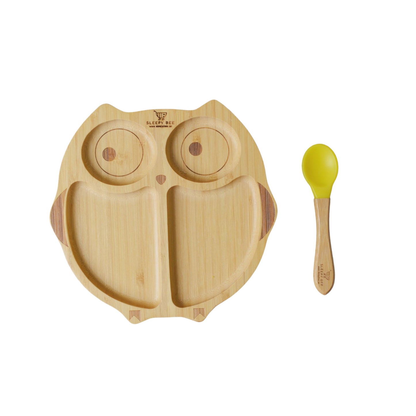 Bamboo Suction Animal Plates with Spoon