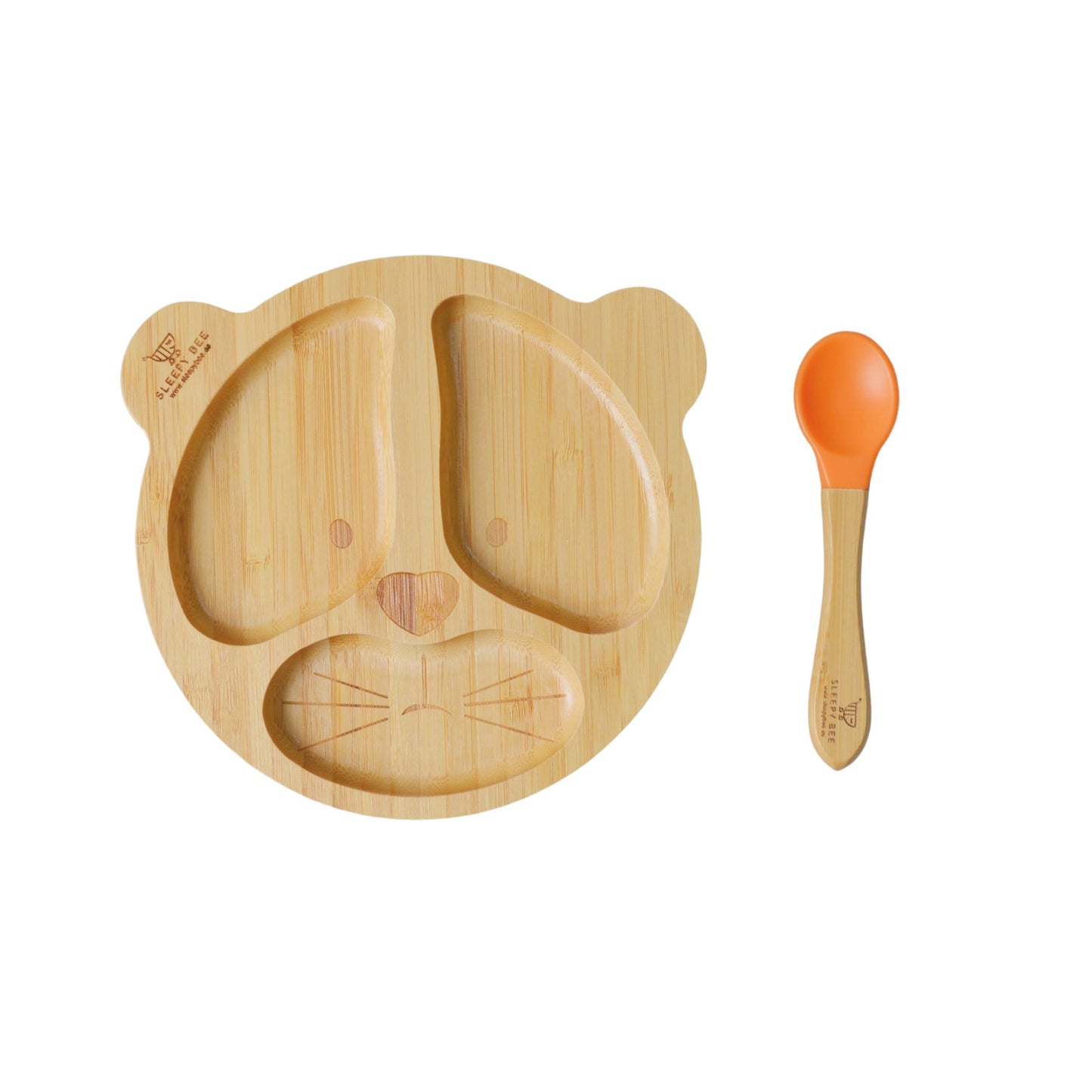 Bamboo Suction Animal Plates with Spoon