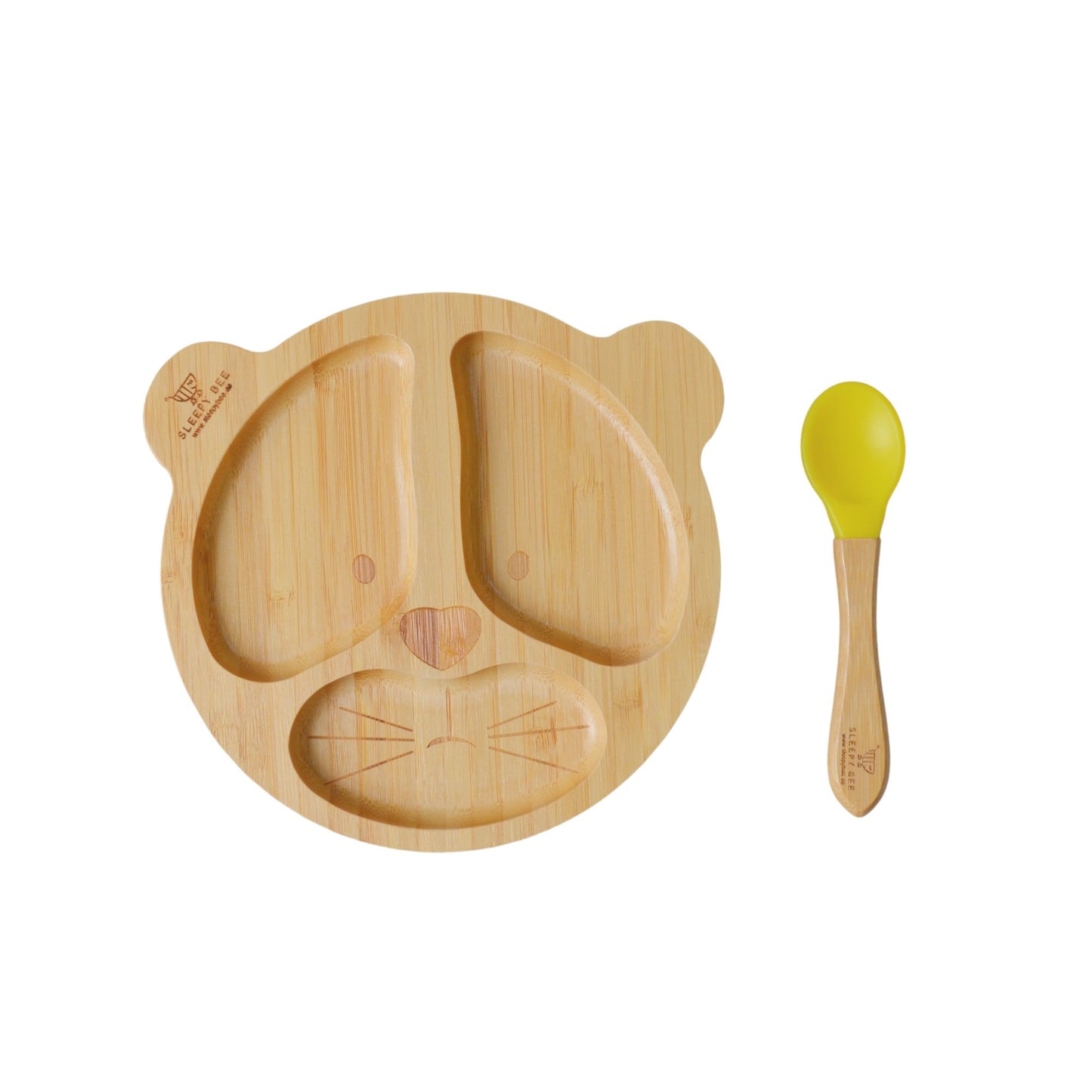 Bamboo Suction Animal Plates with Spoon