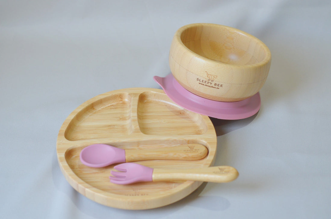 Bamboo Suction Plate and Bowl Feeding Sets