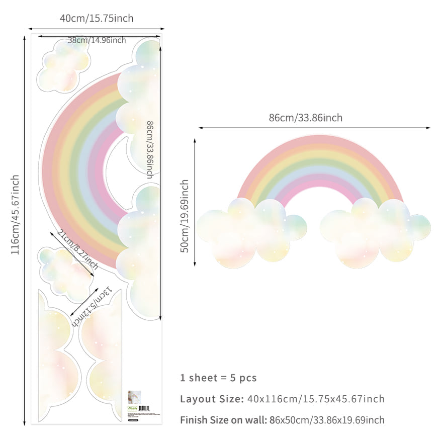 Big Rainbow Wall Decals Removable Wall Stickers