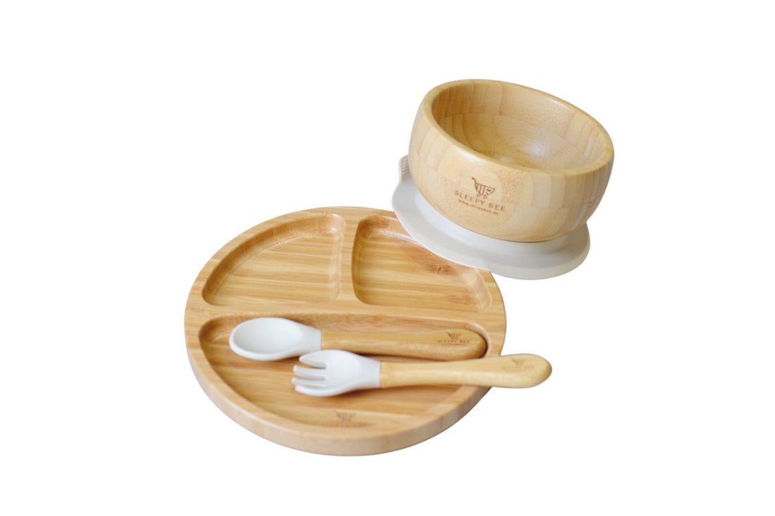 Bamboo Suction Plate and Bowl Feeding Sets