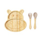 Bamboo Suction Shapes Plates with Spoon and Fork