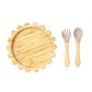 Bamboo Suction Shapes Plates with Spoon and Fork