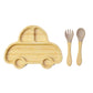 Bamboo Suction Shapes Plates with Spoon and Fork