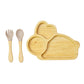 Bamboo Suction Shapes Plates with Spoon and Fork