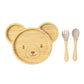 Bamboo Suction Shapes Plates with Spoon and Fork