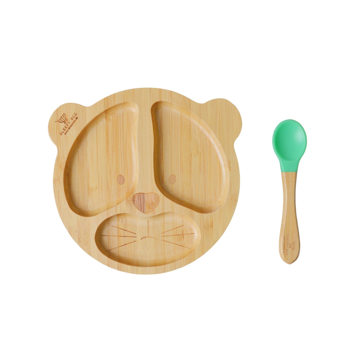 Bamboo Suction Animal Plates with Spoon