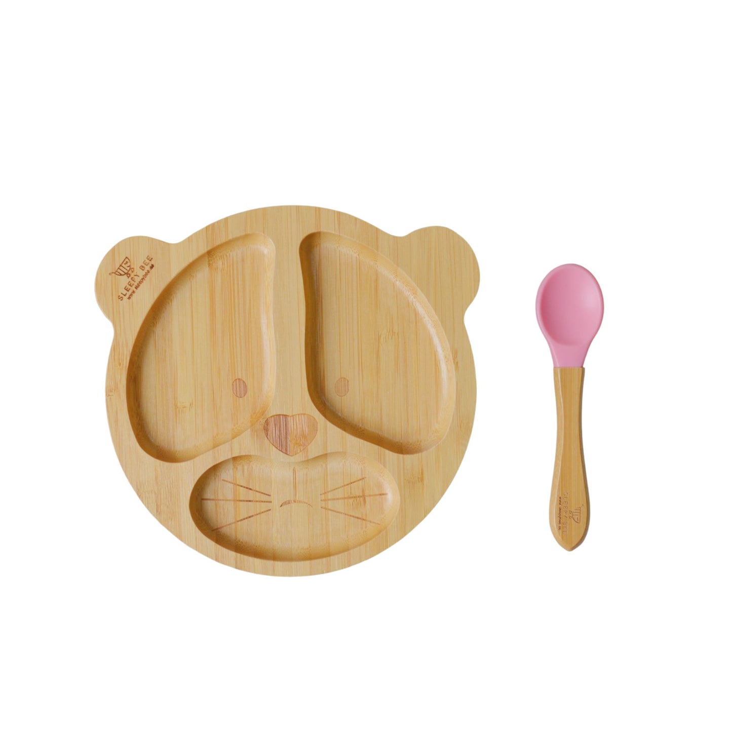 Bamboo Suction Animal Plates with Spoon